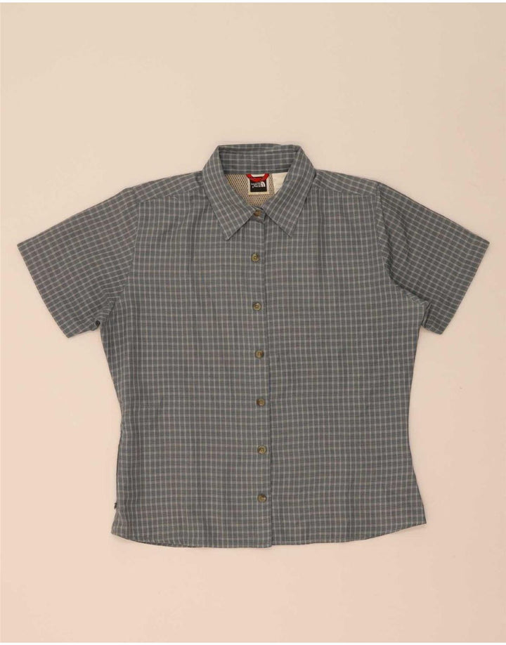 Camisa feminina de manga curta The North Face UK 14 Poliéster xadrez cinza médio