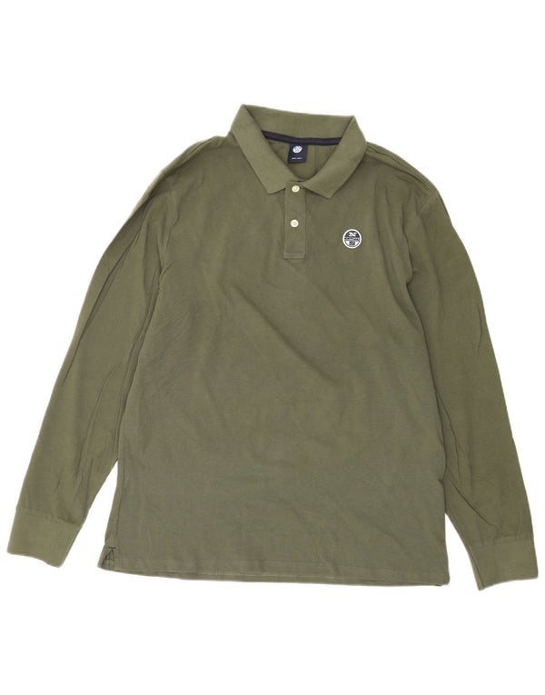 Camisa polo masculina de manga comprida North Sails XL verde algodão