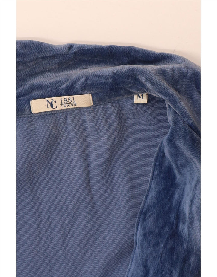 Camisa feminina de veludo VINTAGE UK 14 azul médio