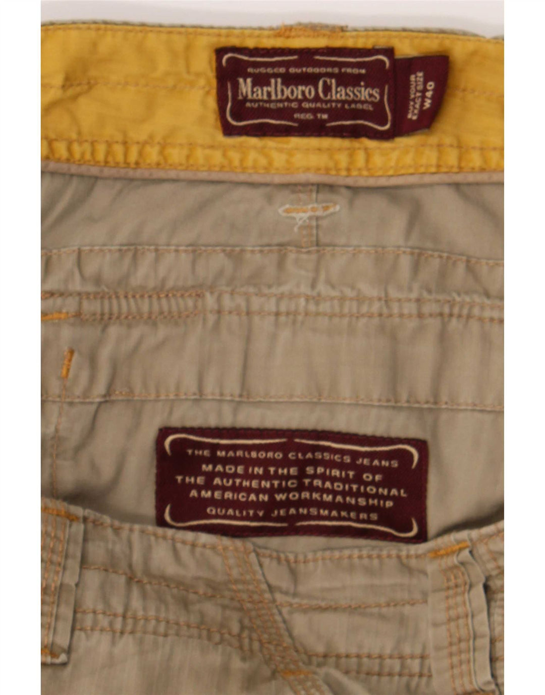 Shorts cargo masculino Marlboro Classics Regular Fit W40 XL algodão cáqui