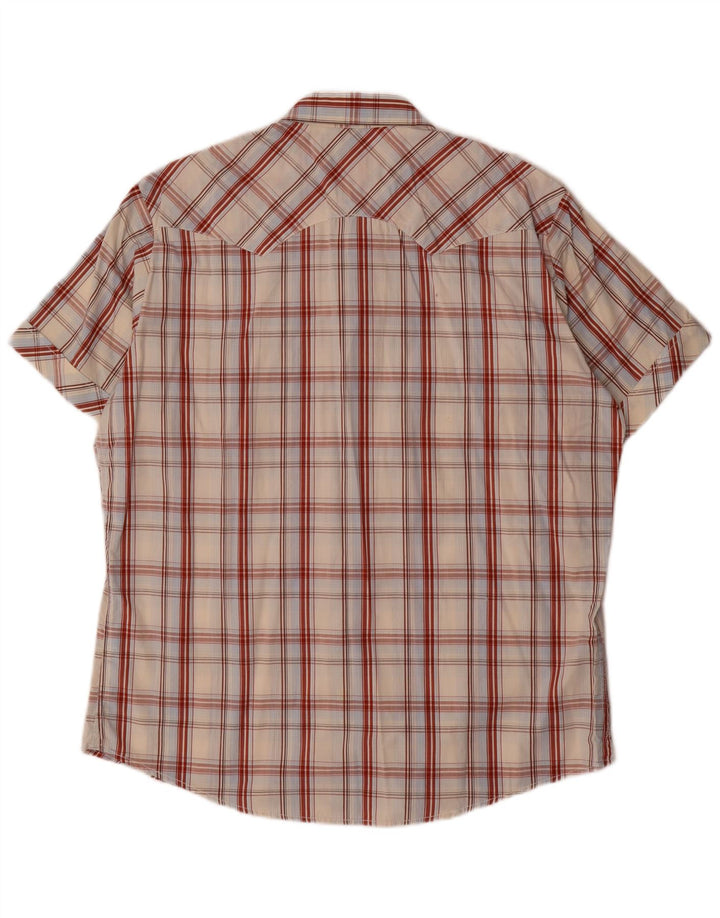 Camisa masculina de manga curta Marlboro Classics 2XL algodão xadrez branco