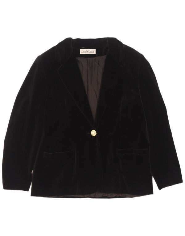 Jaqueta blazer de veludo vintage feminina com 1 botão IT 50 XL algodão preto