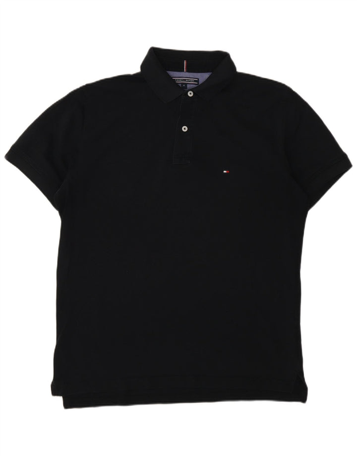 Camisa polo masculina Tommy Hilfiger Regular Fit algodão preto médio