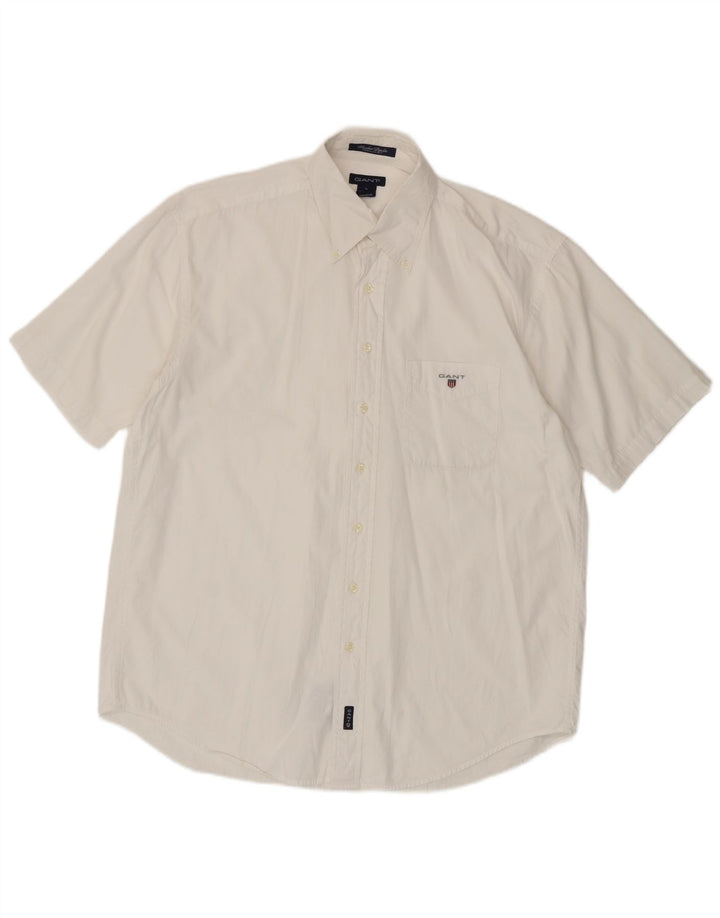 Camisa masculina Gant manga curta regular fit grande algodão branco