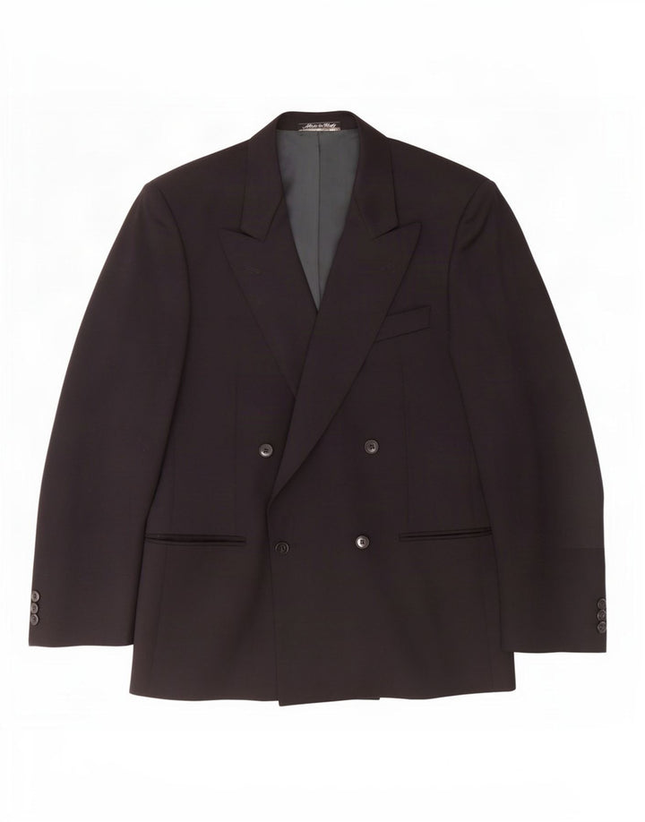 Jaqueta blazer masculina Facis com peito duplo IT 48 lã virgem azul marinho médio
