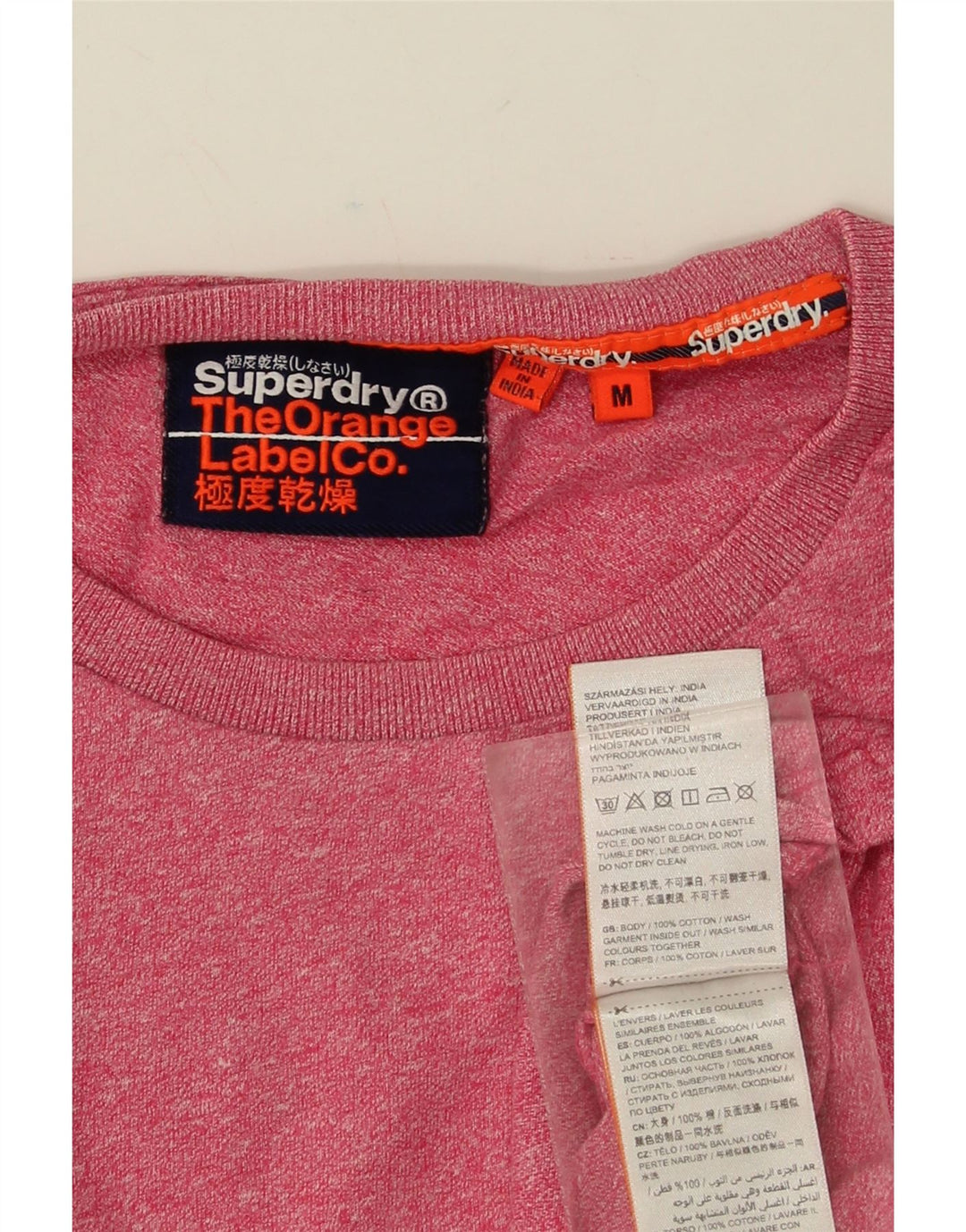 Camiseta masculina SUPERDRY Top médio algodão manchado rosa