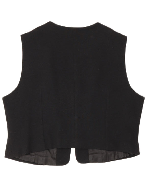 Colete vintage feminino UK 18 XL preto floral acetato