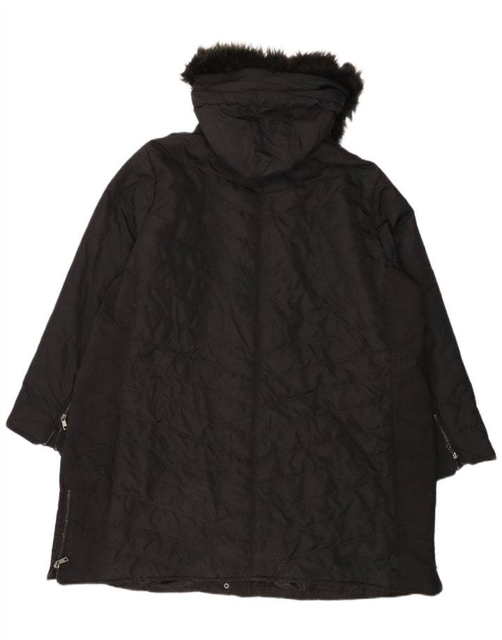 Casaco acolchoado com capuz feminino Marks & Spencer UK 22 3XL poliéster preto