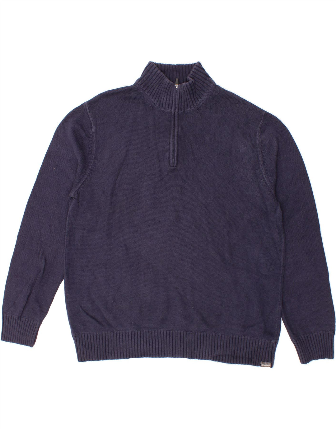 EDDIE BAUER Mens Zip Neck Jumper Sweater XL Navy Blue Cotton Vintage Eddie Bauer and Second-Hand Eddie Bauer from Messina Hembry 