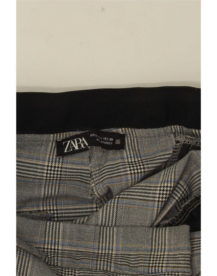 Zara Calça Feminina Slim Cropped Grande W30 L25 Cinza Xadrez