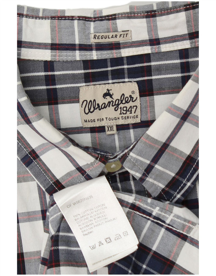 Camisa masculina Wrangler Regular Fit 2XL algodão xadrez azul marinho