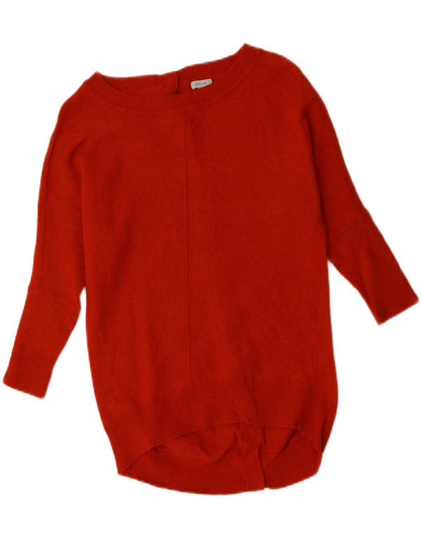 JIGSAW Suéter feminino manga 3/4 com gola canoa Reino Unido 6 XS lã de cordeiro vermelha