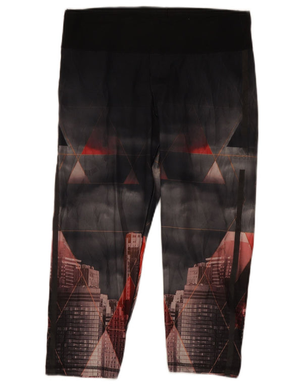 Adidas Womens Climalite Graphic Leggings UK 12/14 Médio Preto Geométrico