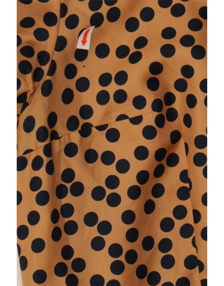 Vestido feminino vintage linha A UK 12 marrom médio manchado