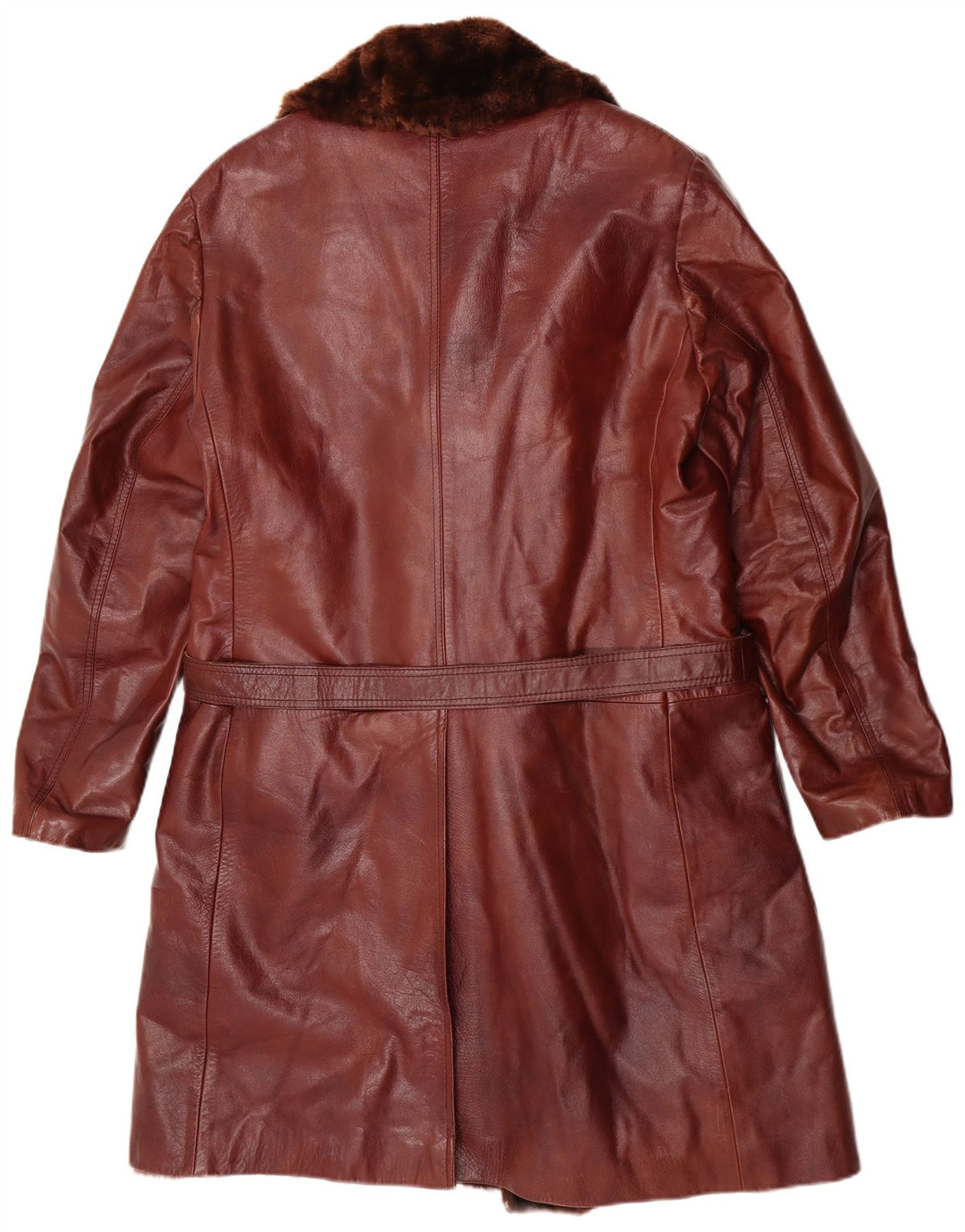 Casaco masculino vintage de couro shearling Reino Unido 38 couro marrom médio