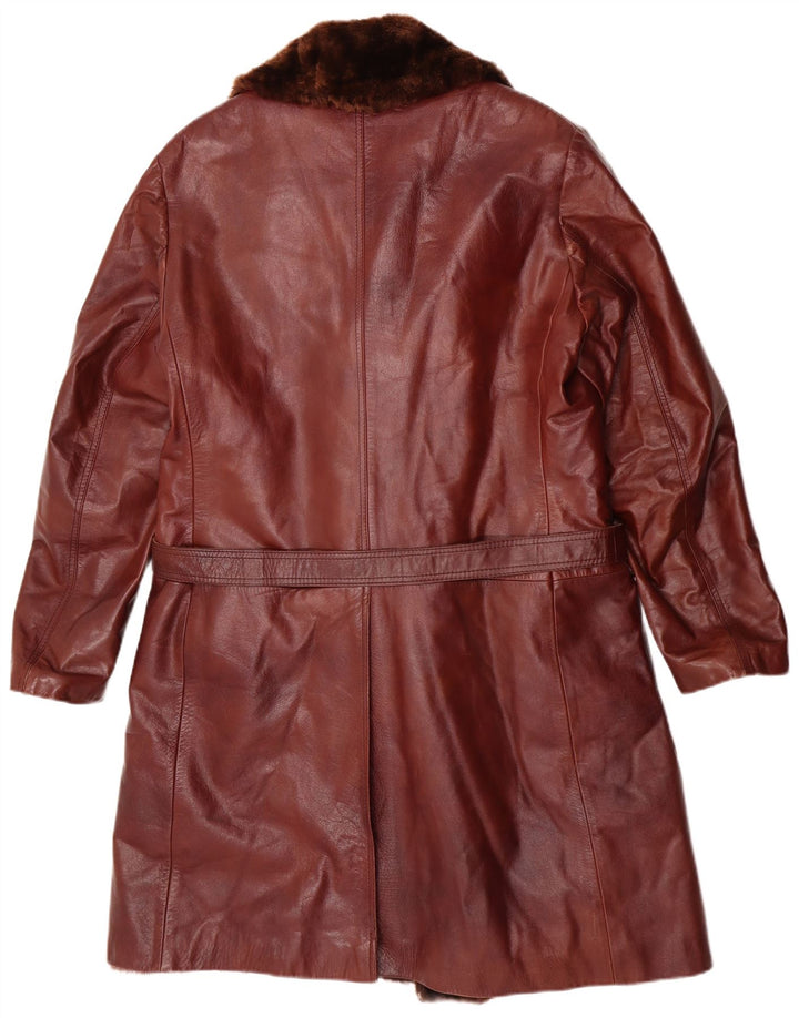 Casaco masculino vintage de couro shearling Reino Unido 38 couro marrom médio