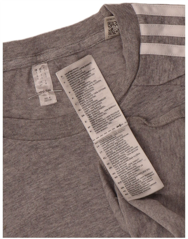 Adidas Mens T-Shirt Top Pequeno Algodão Flecked Cinza