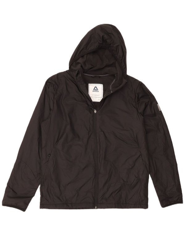 Reebok Mens Hooded Tracksuit Top Jacket Grande Poliéster Preto