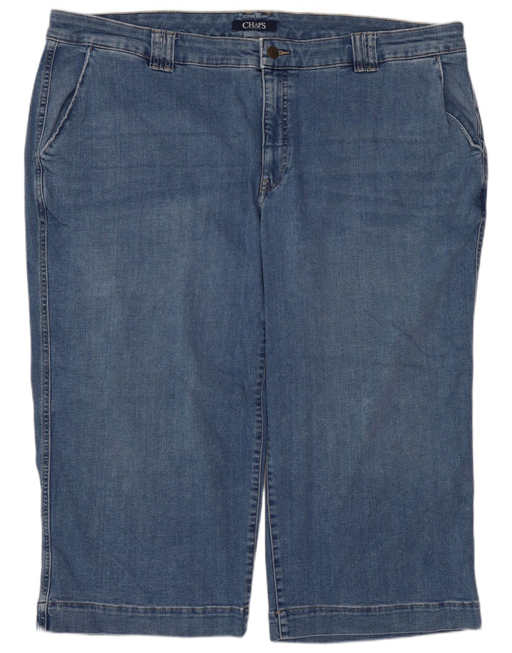 Calça Jeans Capri Feminina Chaps US 22 3XL W44 L21 Azul Algodão