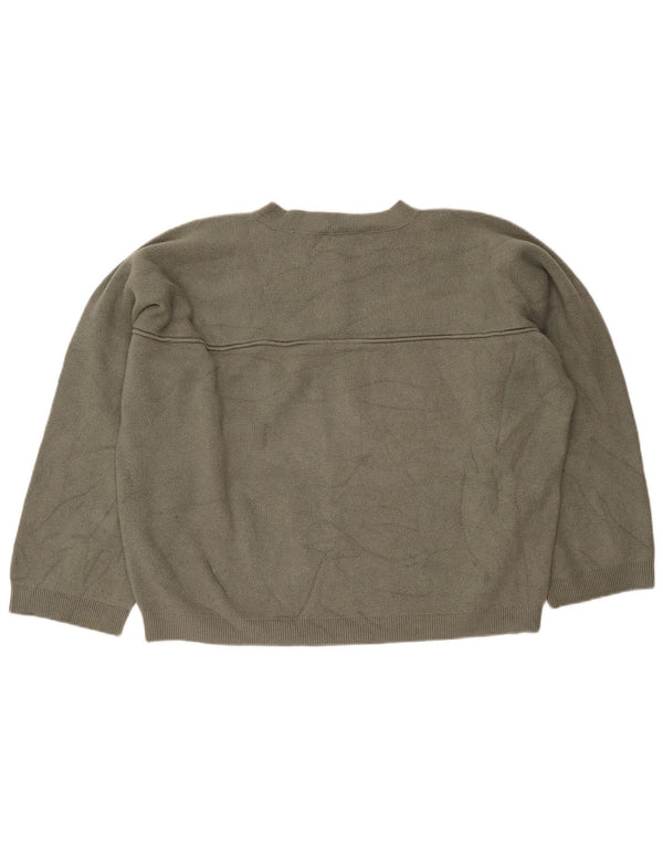 Suéter feminino Zara com gola alta e botão grande Reino Unido 16 grande viscose cáqui