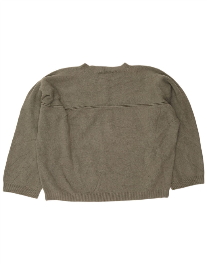 Suéter feminino Zara com gola alta e botão grande Reino Unido 16 grande viscose cáqui