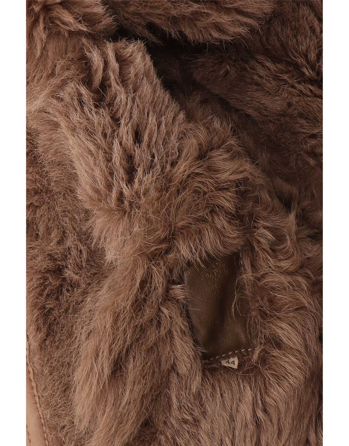 Casaco feminino vintage de shearling IT 44 médio bege