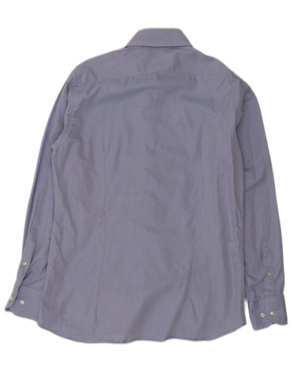 Camisa masculina vintage tamanho 41 16 grande algodão listrado azul