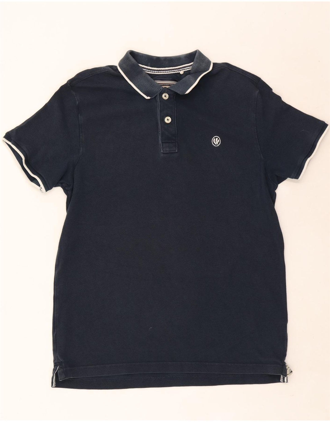 Camisa polo masculina Fat Face médio algodão azul marinho