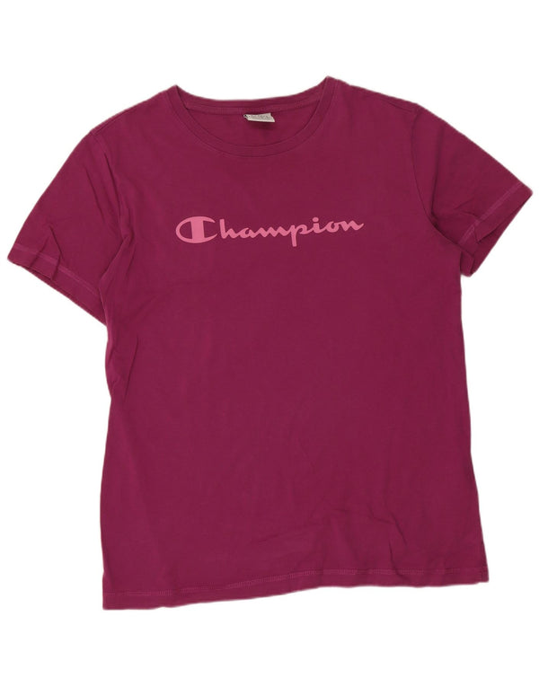 Camiseta feminina estampada Champion UK 18 XL algodão roxo
