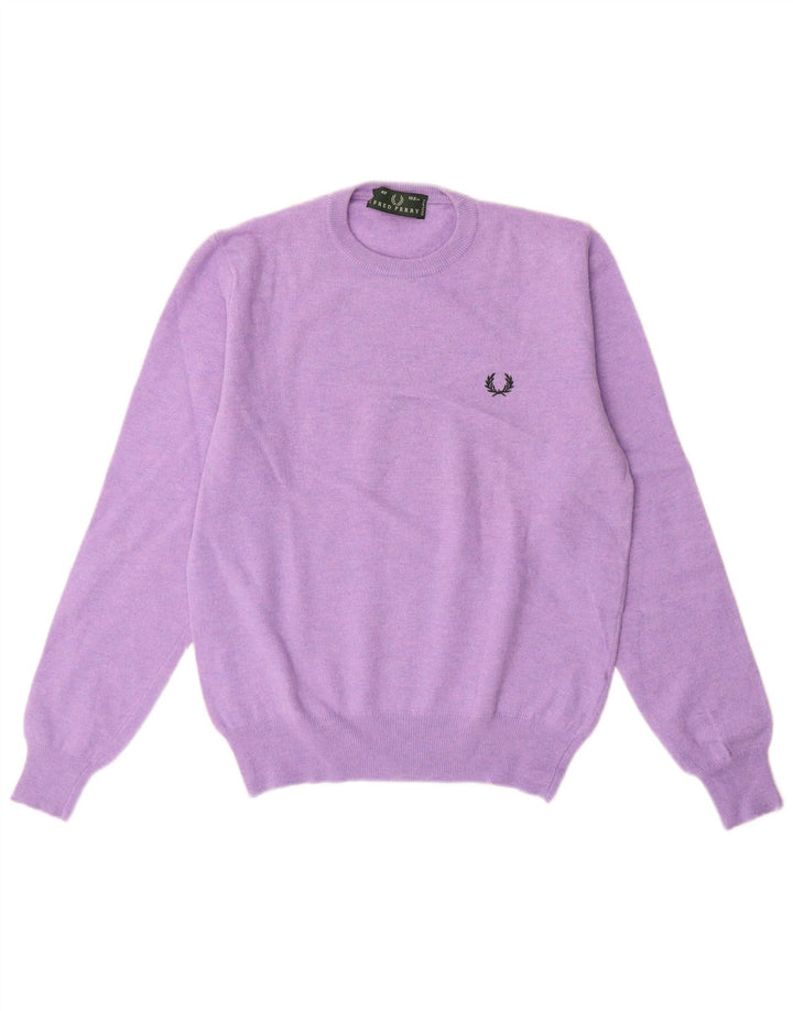Suéter feminino Fred Perry com gola redonda e lã roxa média