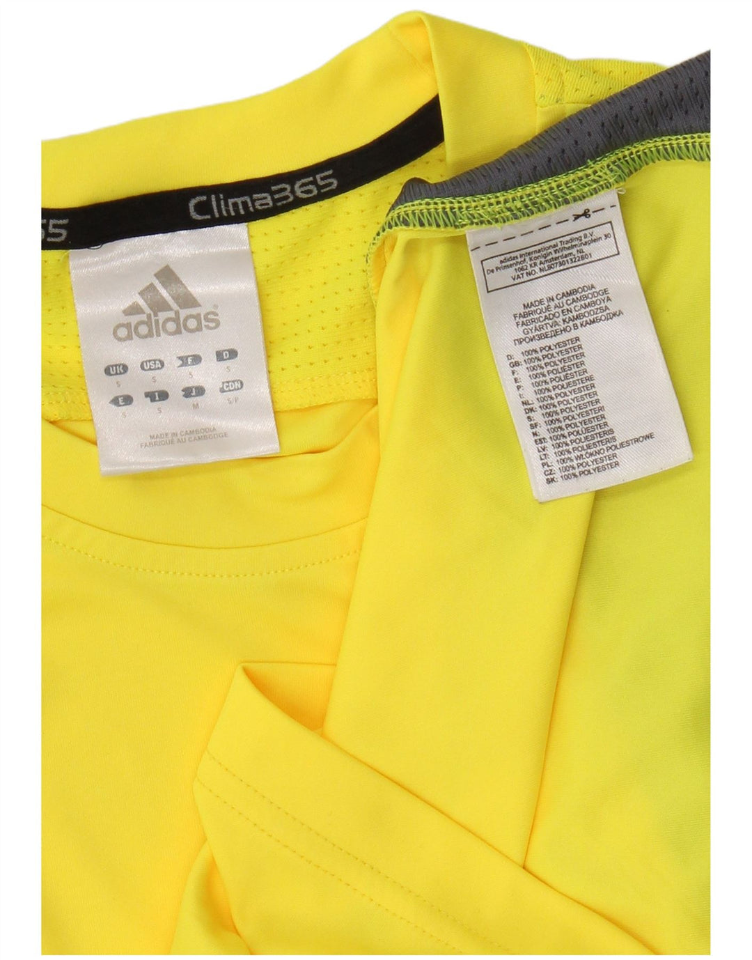 Adidas Masculino Clima 365 Camiseta Top Pequeno Amarelo Colorblock Poliéster