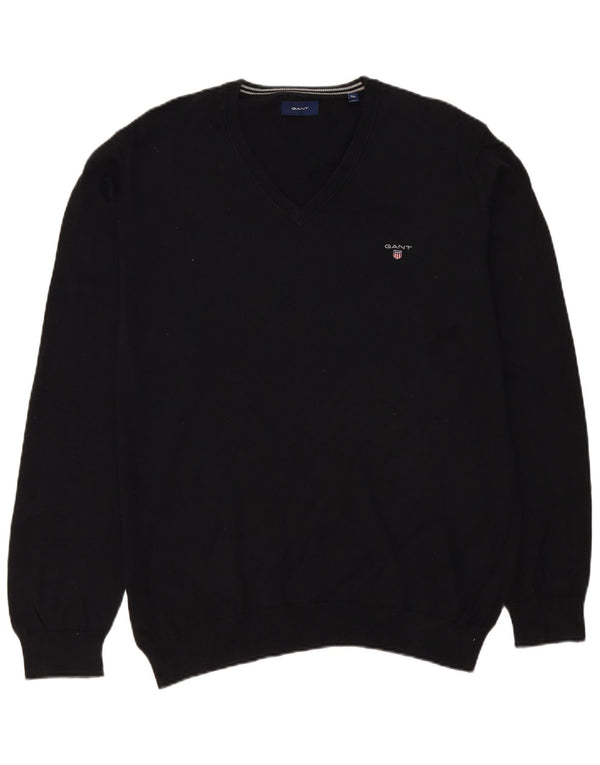 Suéter masculino Gant com decote em V 2XL algodão preto