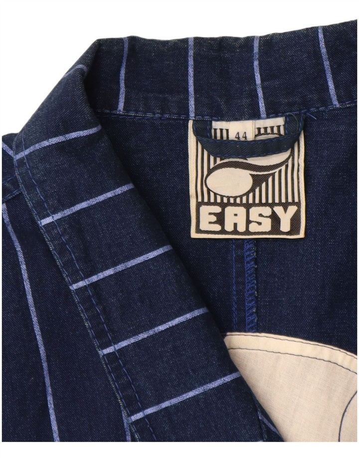 Jaqueta jeans feminina Easy IT 44 algodão listrado azul marinho médio