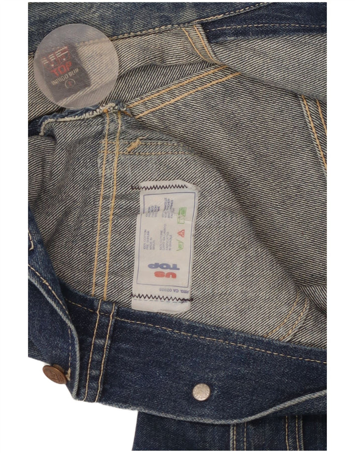 Colete jeans feminino vintage UK 8 algodão azul pequeno