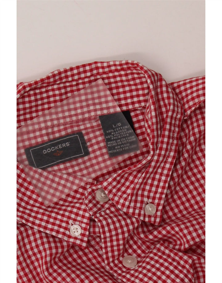 Camisa masculina DOCKERS grande algodão guingão vermelho