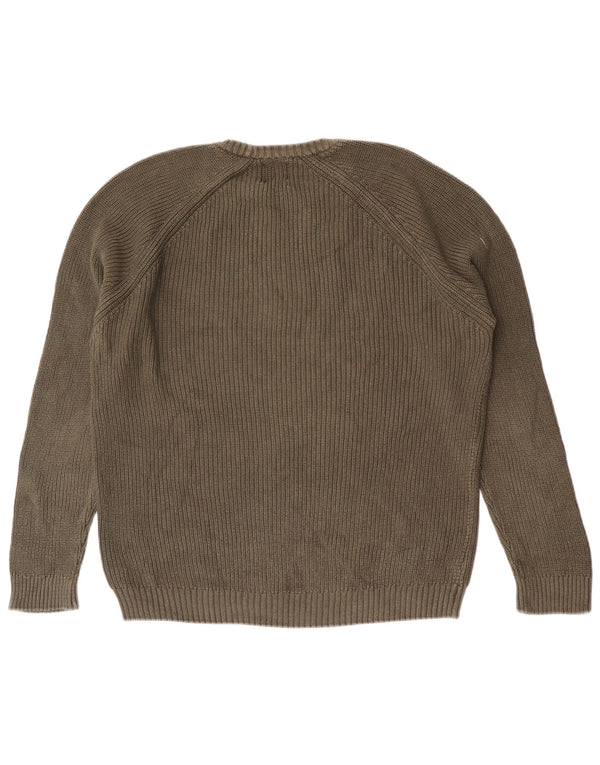 Zara Suéter masculino com gola redonda, grande algodão verde