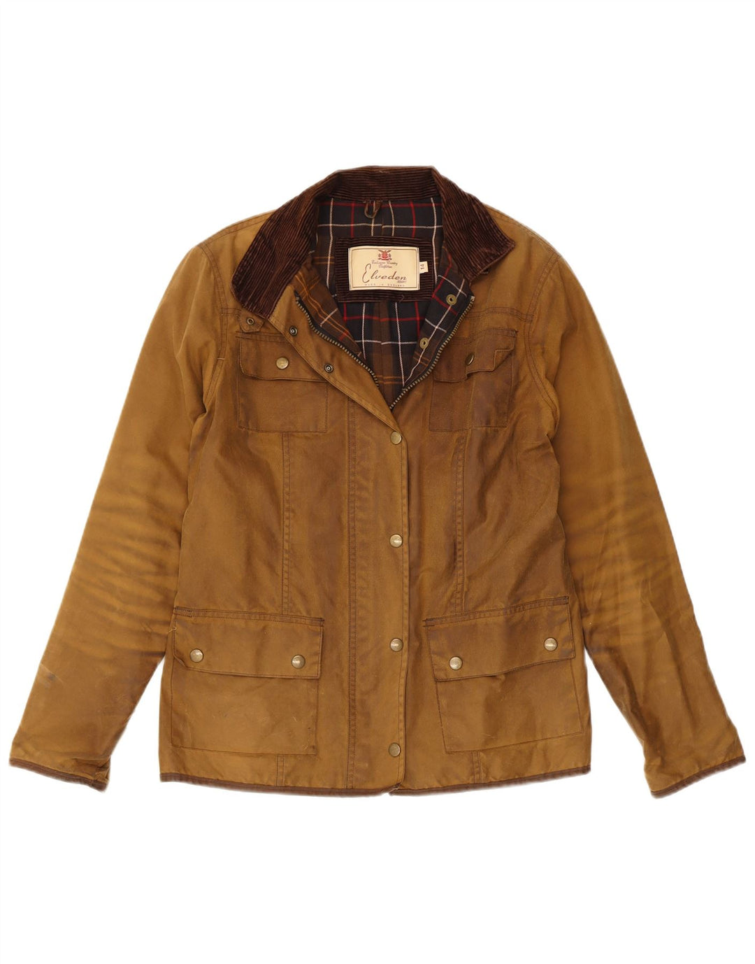 Jaqueta feminina VINTAGE de algodão encerado Reino Unido 14 grande algodão marrom