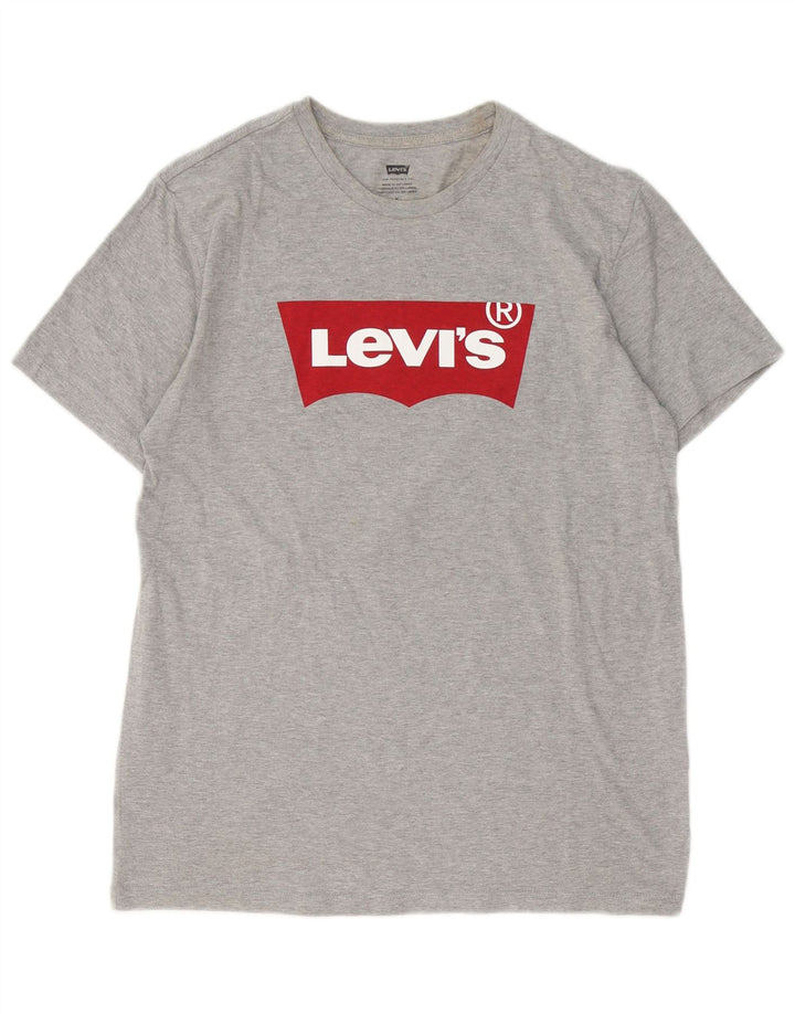 Camiseta gráfica masculina Levi's Top algodão manchado cinza médio