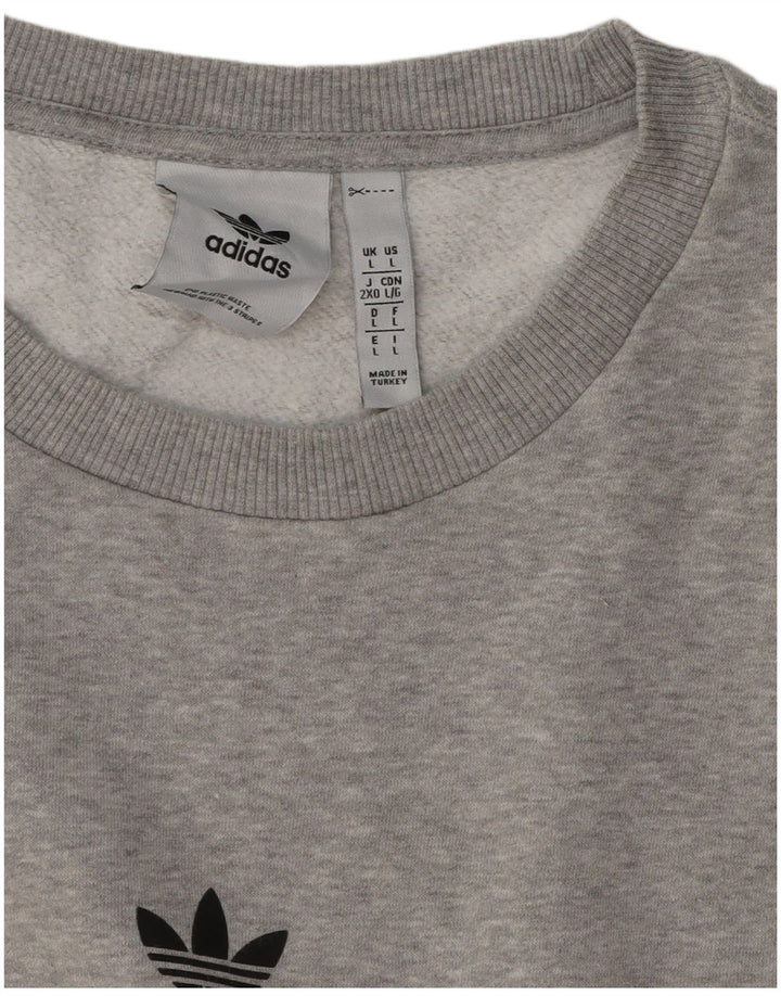 ADIDAS Mens Graphic Sweatshirt Jumper Grande Algodão Cinzento