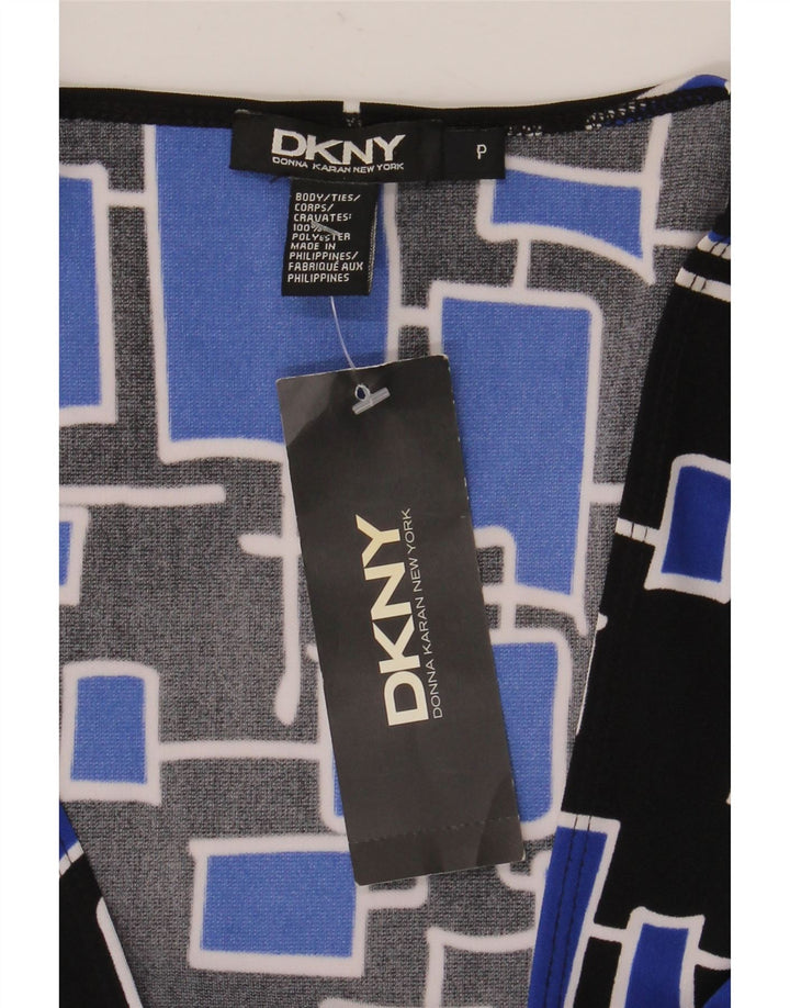 Vestido feminino Dkny manga 3/4, tamanho único, azul, geométrico, poliéster