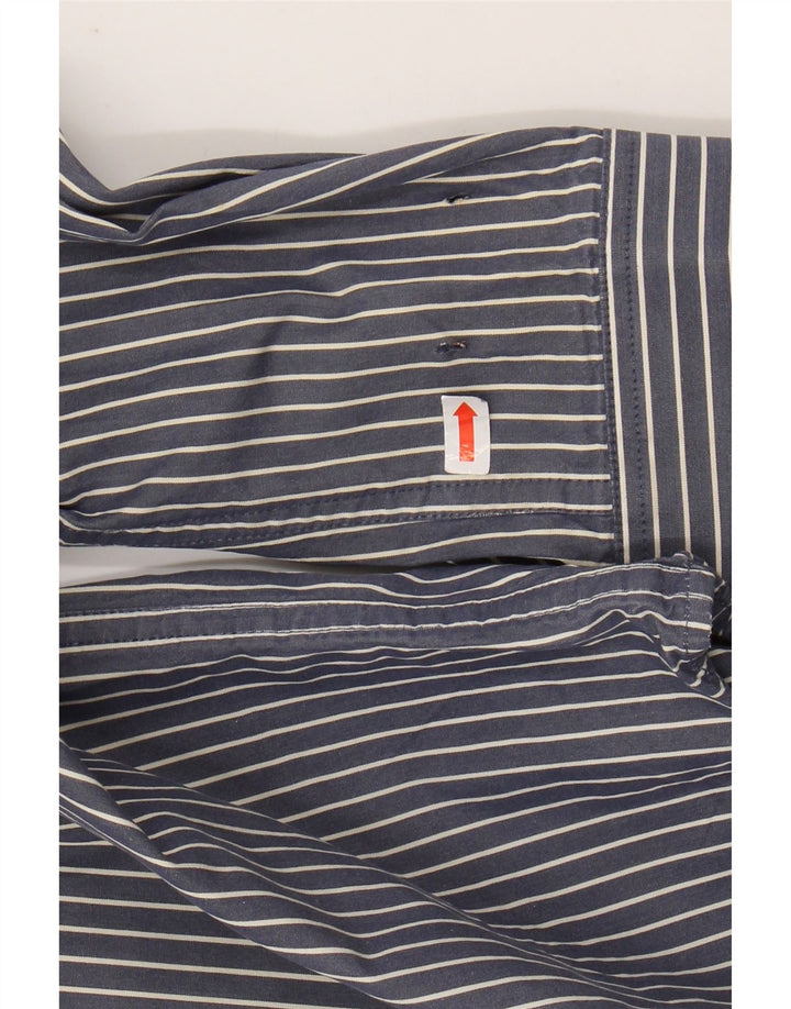 Camisa masculina EDDIE BAUER de algodão listrado azul marinho médio