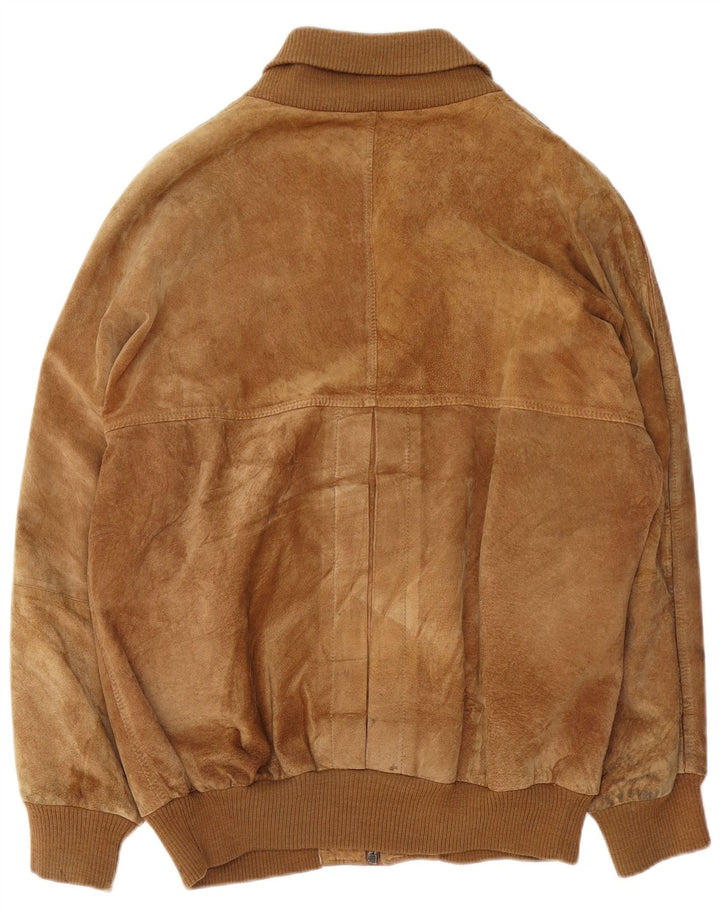 Jaqueta bomber masculina vintage de camurça IT 54 2XL bege
