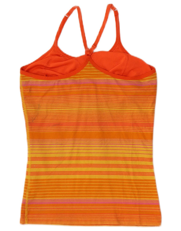 Nike Womens Dri Fit Vest Top UK 14/16 Grande Laranja Listrado Algodão