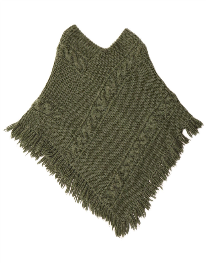 Poncho Jumper feminino vintage UK 12 verde médio