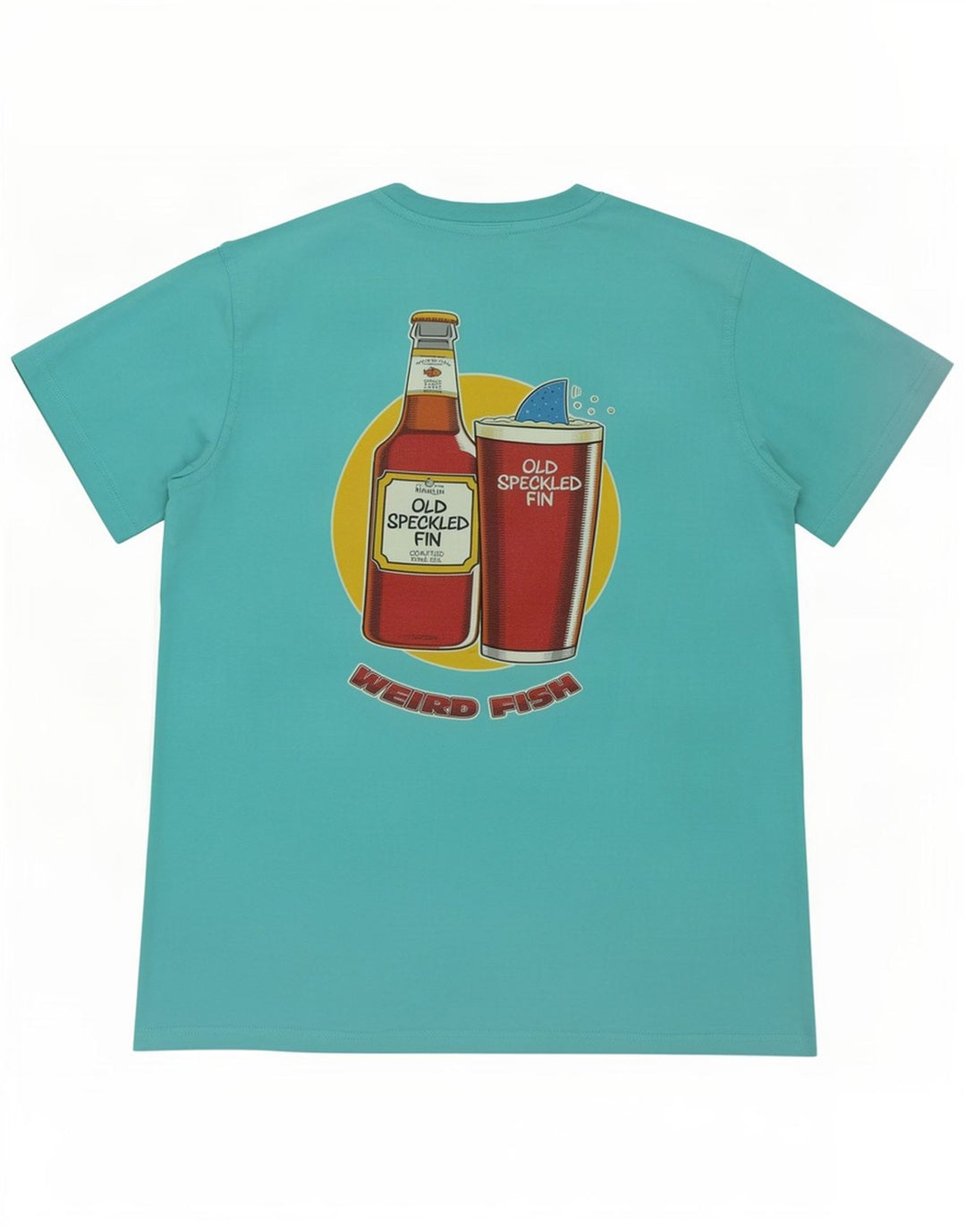 Camiseta gráfica masculina Weird Fish Top médio algodão turquesa