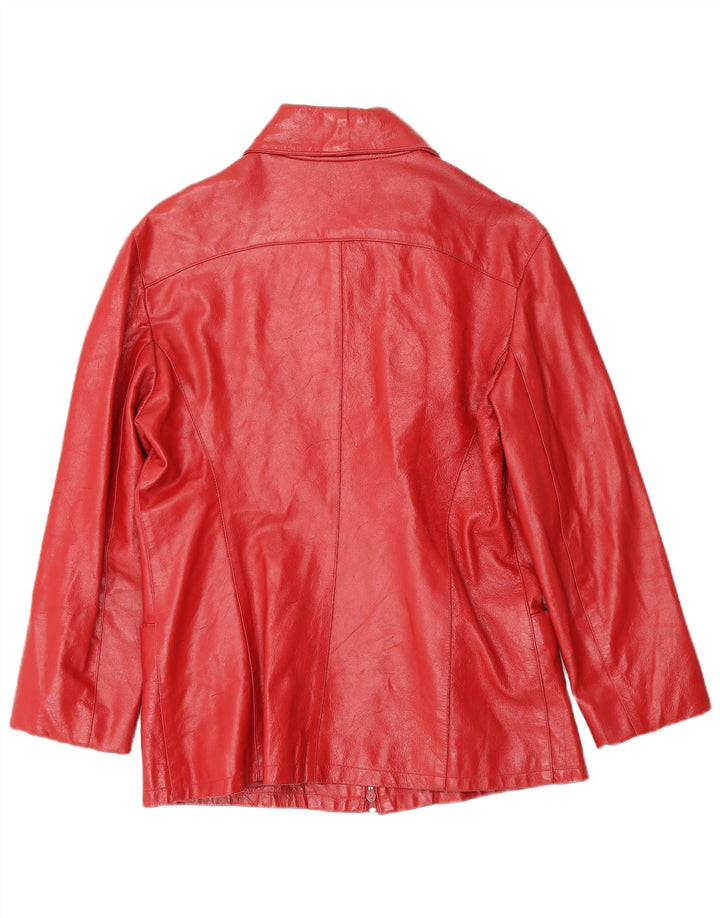 Jaqueta de couro feminina vintage Reino Unido 14 couro vermelho médio