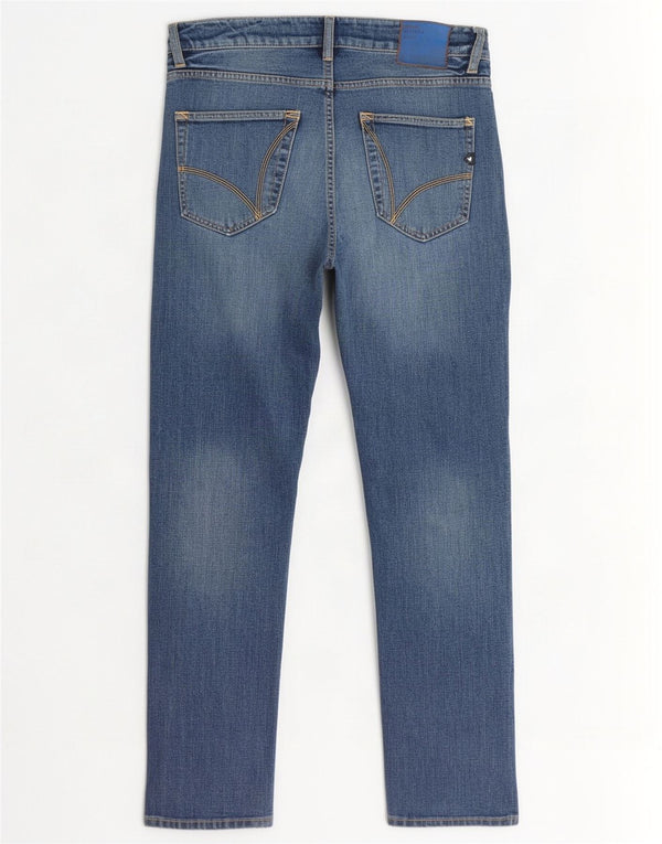 Adidas Mens Distressed Straight Jeans W27 L31 Azul Algodão