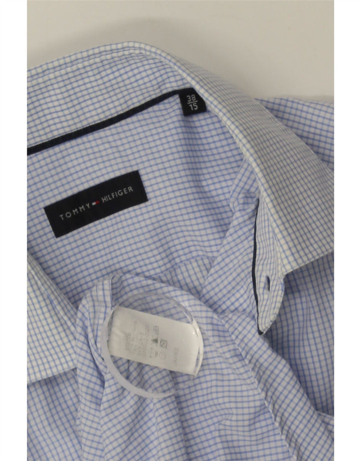 Camisa masculina Tommy Hilfiger tamanho 38 15 algodão xadrez azul médio