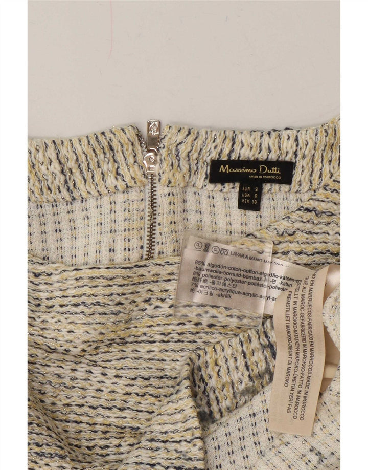 Blusa feminina grande Massimo Dutti Reino Unido 10 algodão bege manchado pequeno