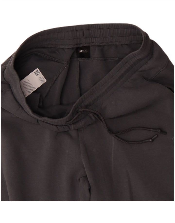 Calça de treino masculina Hugo Boss com estampa gráfica grande de algodão cinza